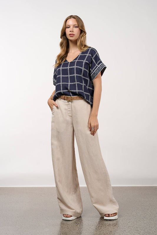 MADLY SWEETLY LYRICAL TOP - NAVY BONE - THE VOGUE STORE