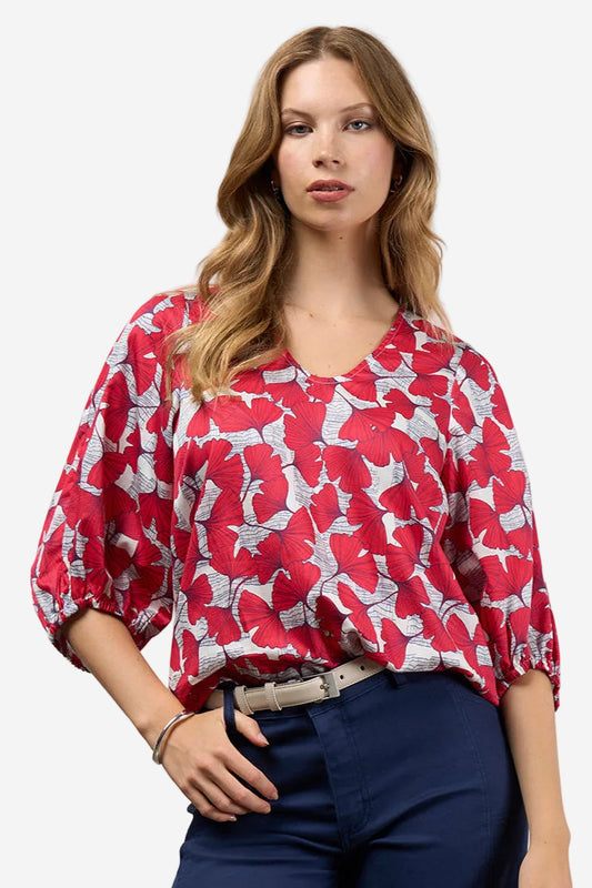MADLY SWEETLY TAKE FLIGHT TOP - POPPY MULTI - THE VOGUE STORE
