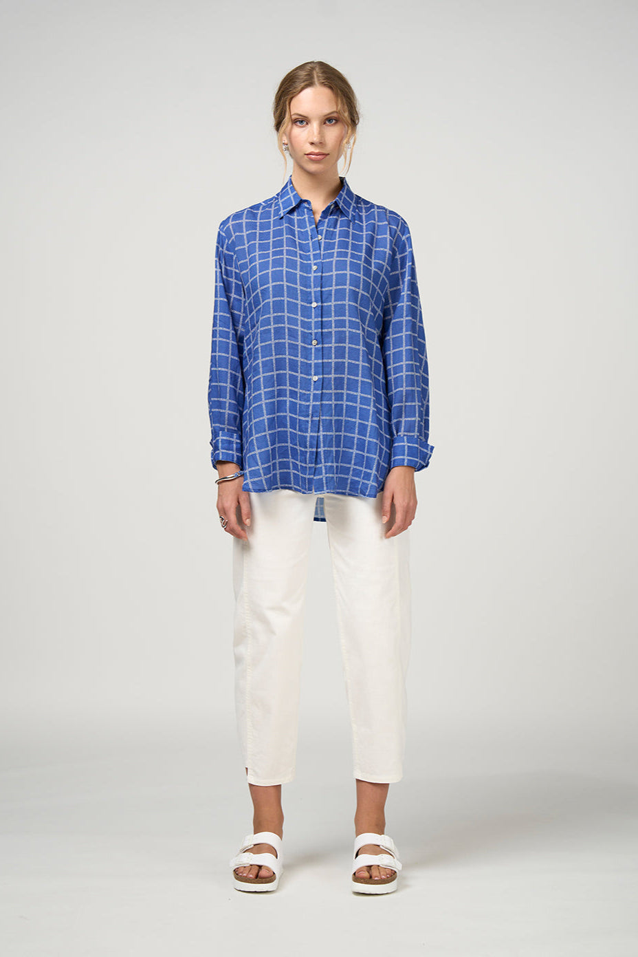 MADLY SWEETLY WAVELENGTH SHIRT - CORNFLOWER WHITE - THE VOGUE STORE