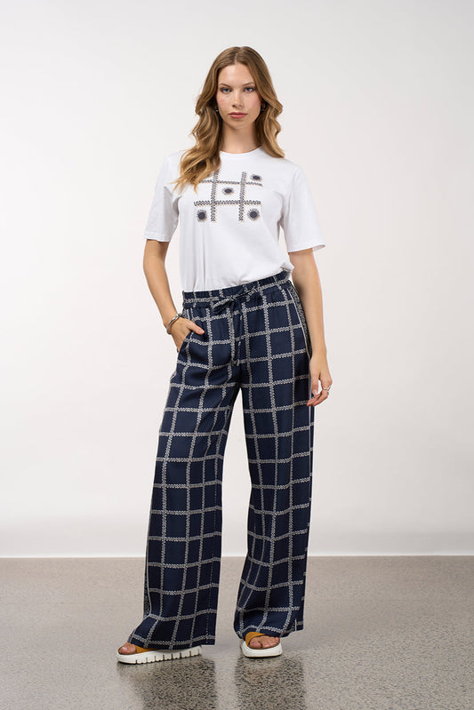 MADLY SWEETLY LYRICAL PANT - NAVY BONE - THE VOGUE STORE