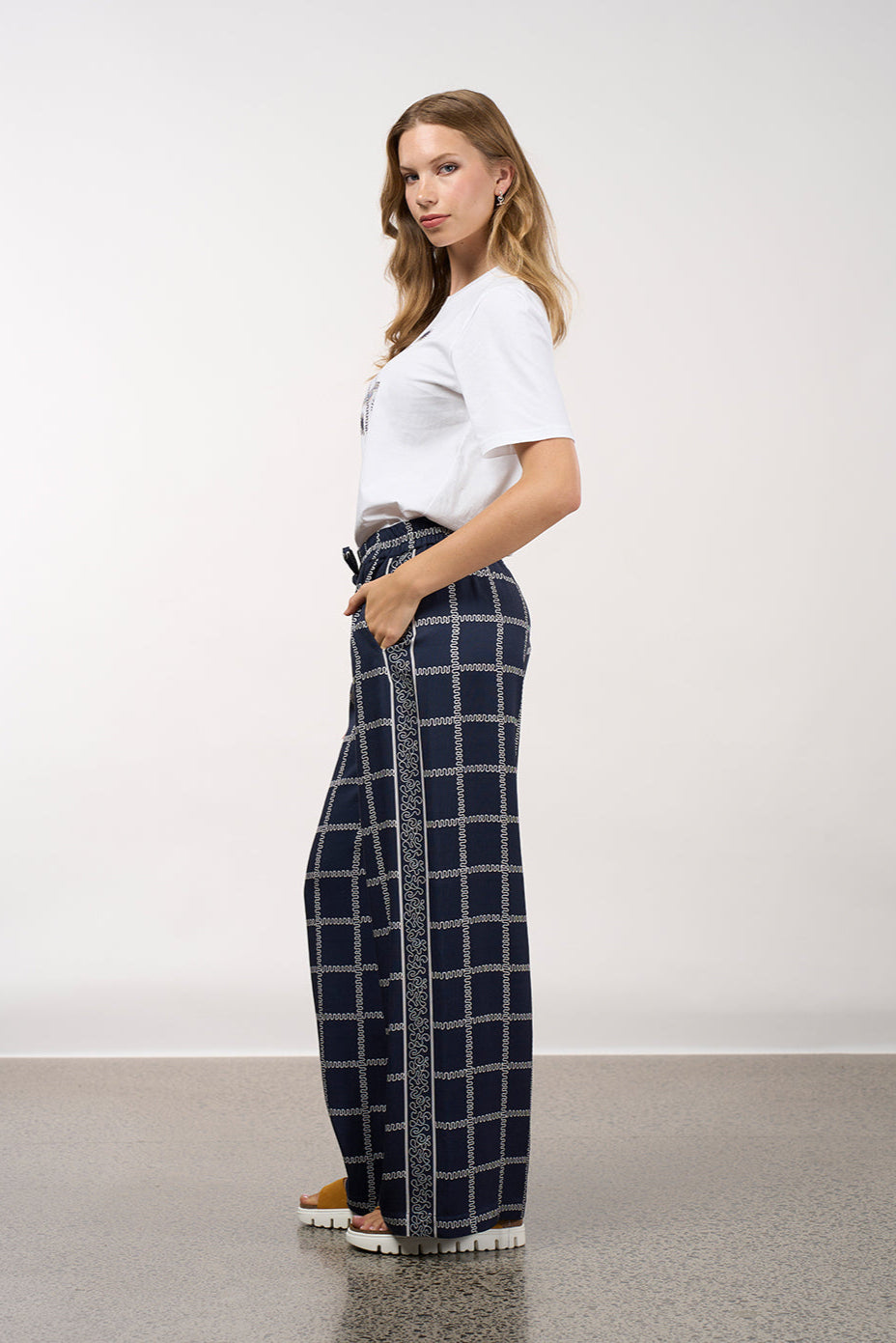 MADLY SWEETLY LYRICAL PANT - NAVY BONE - THE VOGUE STORE