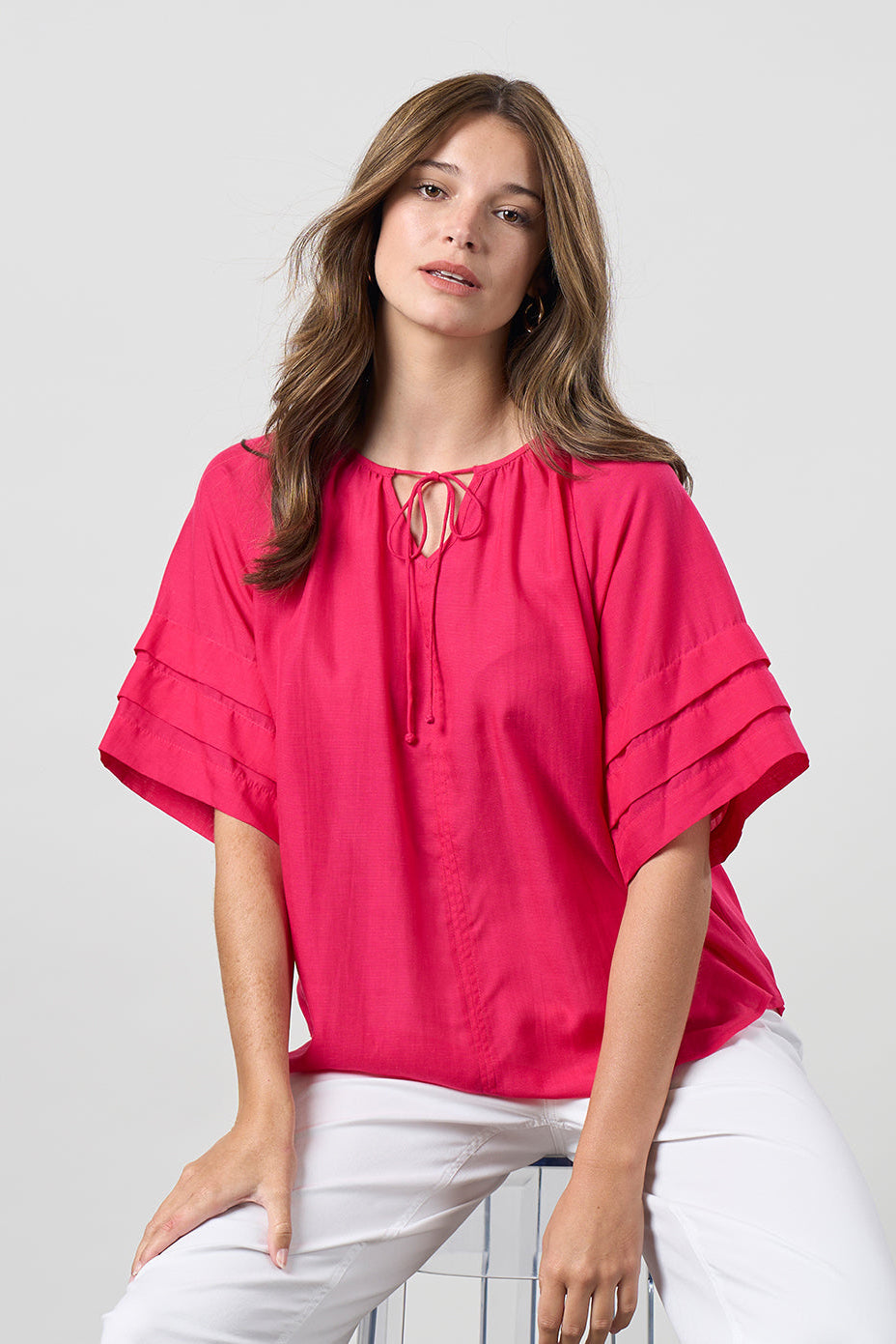 MADLY SWEETLY PARALLEL TOP - MAGENTA - THE VOGUE STORE