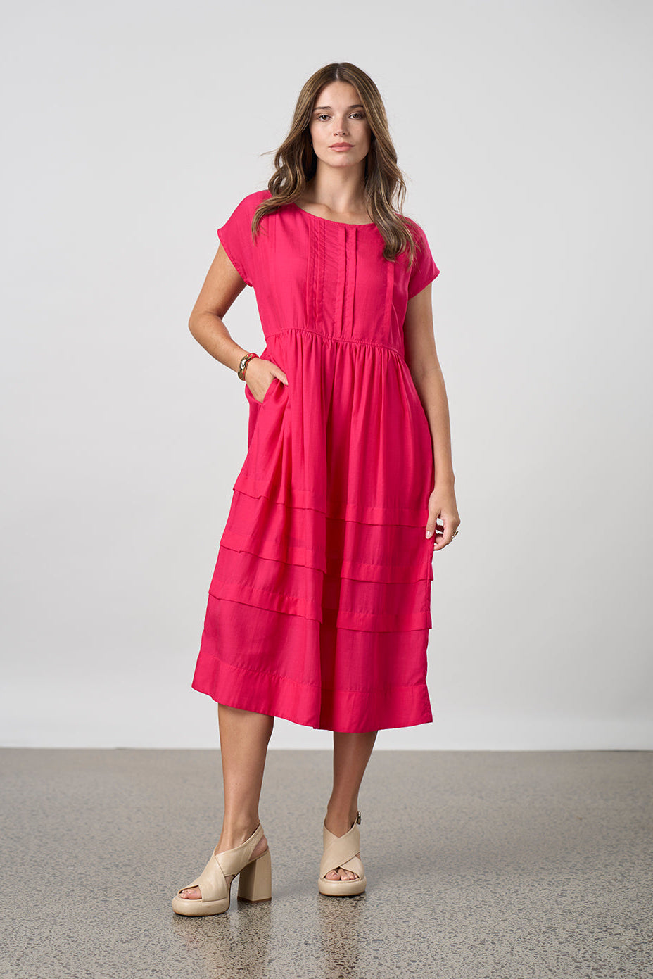 MADLY SWEETLY PARALLEL DRESS - MAGENTA - THE VOGUE STORE