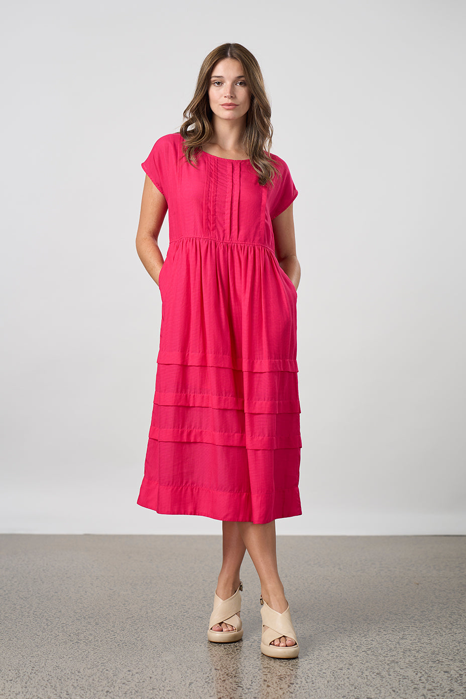 MADLY SWEETLY PARALLEL DRESS - MAGENTA - THE VOGUE STORE