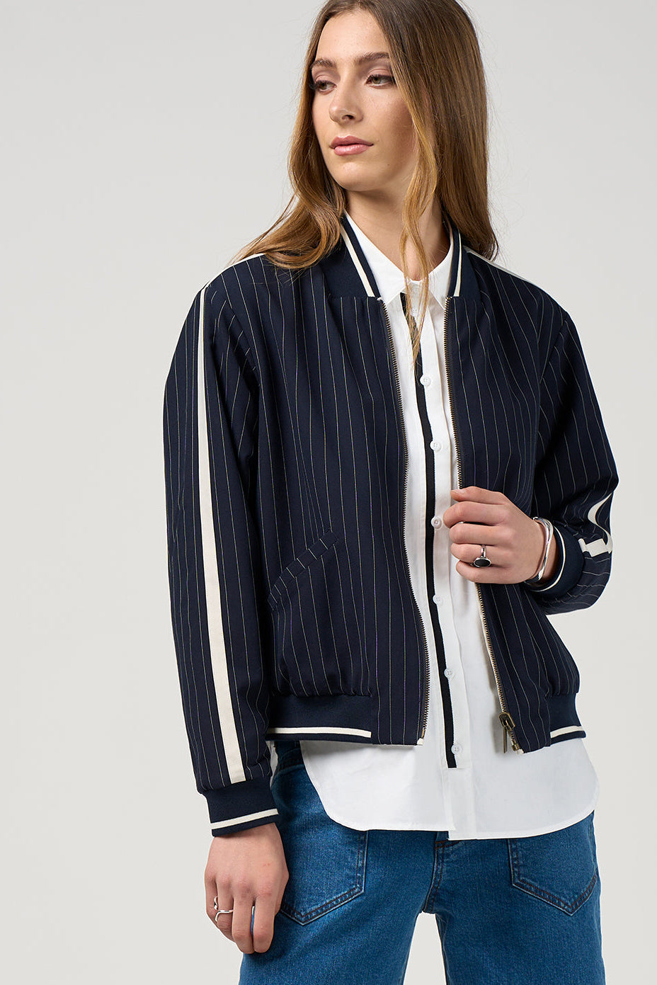 MADLY SWEETLY TRAX JACKET - NAVY/VANILLA - THE VOGUE STORE