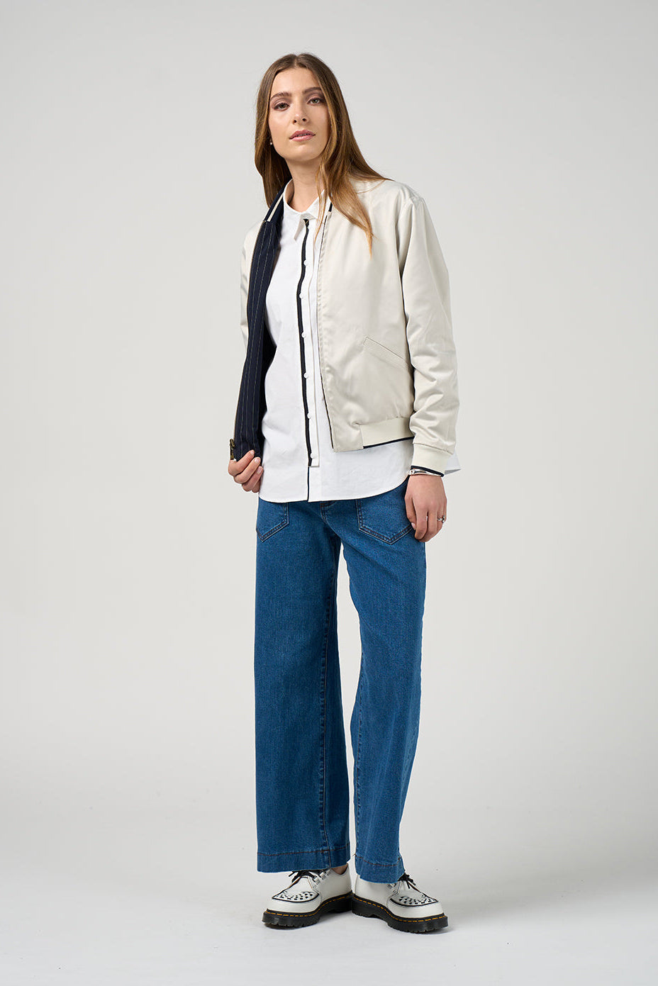 MADLY SWEETLY TRAX JACKET - NAVY/VANILLA - THE VOGUE STORE