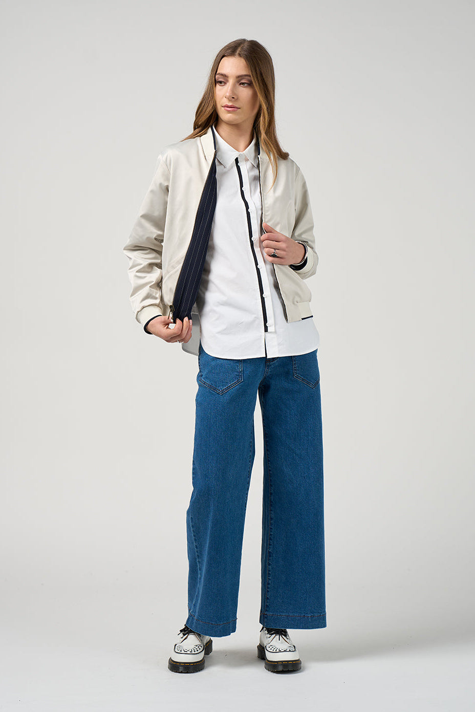 MADLY SWEETLY TRAX JACKET - NAVY/VANILLA - THE VOGUE STORE