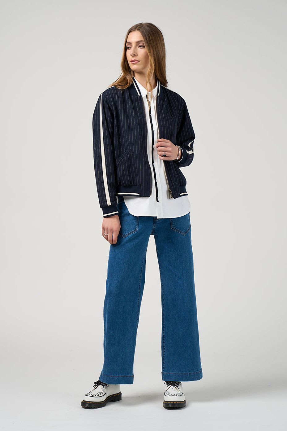 MADLY SWEETLY TRAX JACKET - NAVY/VANILLA - THE VOGUE STORE