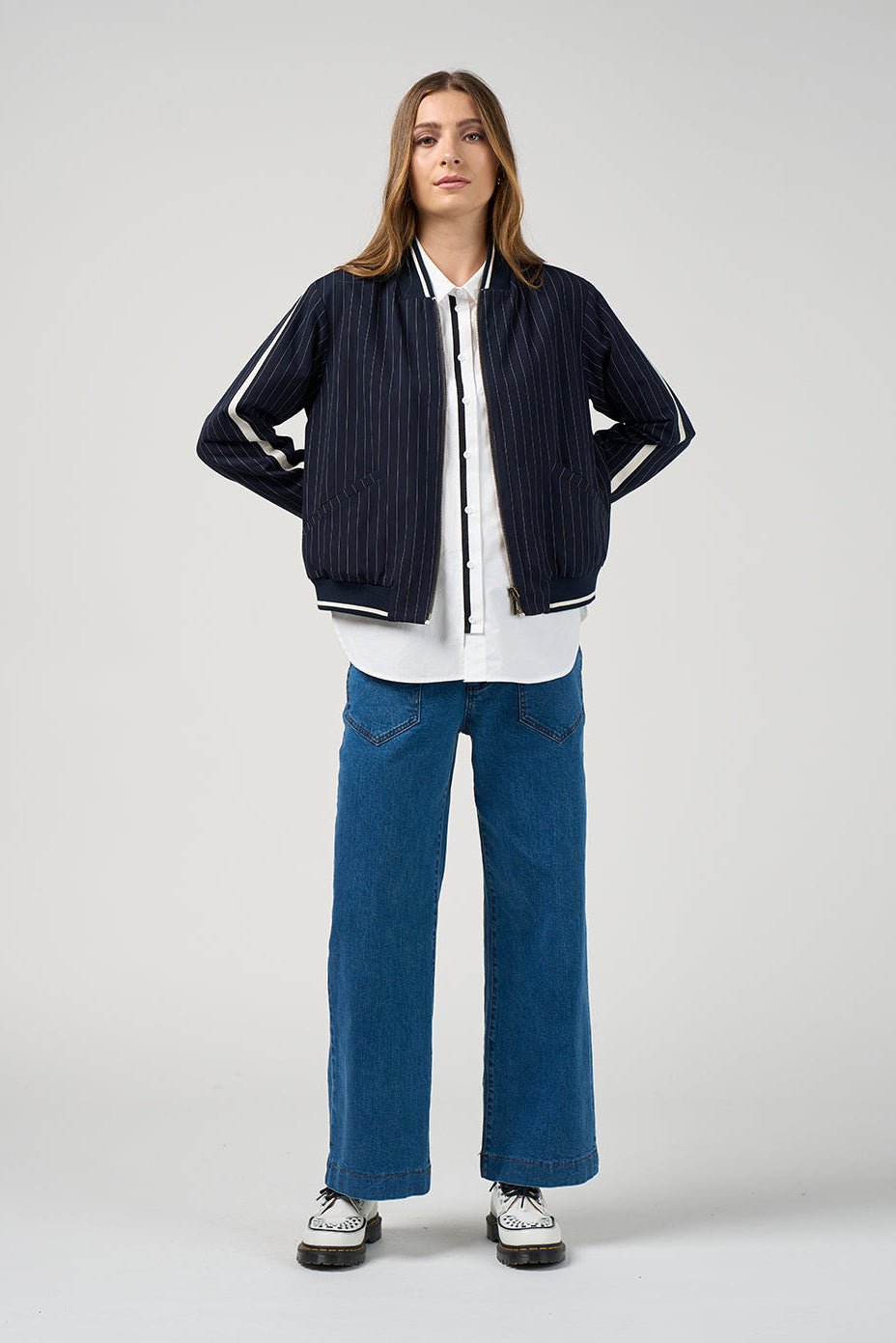 MADLY SWEETLY TRAX JACKET - NAVY/VANILLA - THE VOGUE STORE