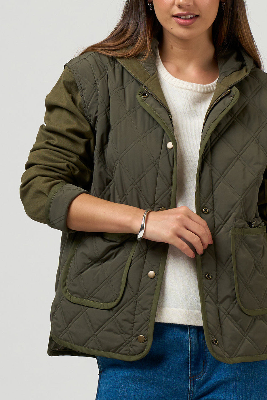 MADLY SWEETLY TETRIS JACKET - KHAKI - THE VOGUE STORE