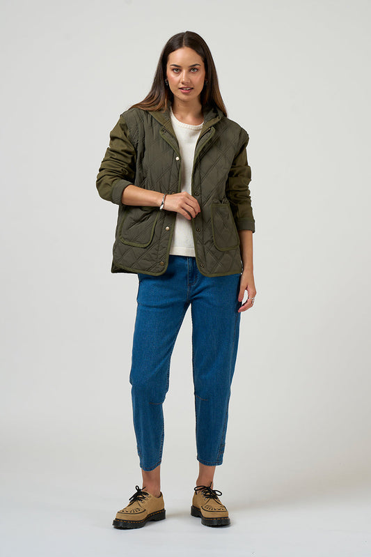 MADLY SWEETLY TETRIS JACKET - KHAKI - THE VOGUE STORE