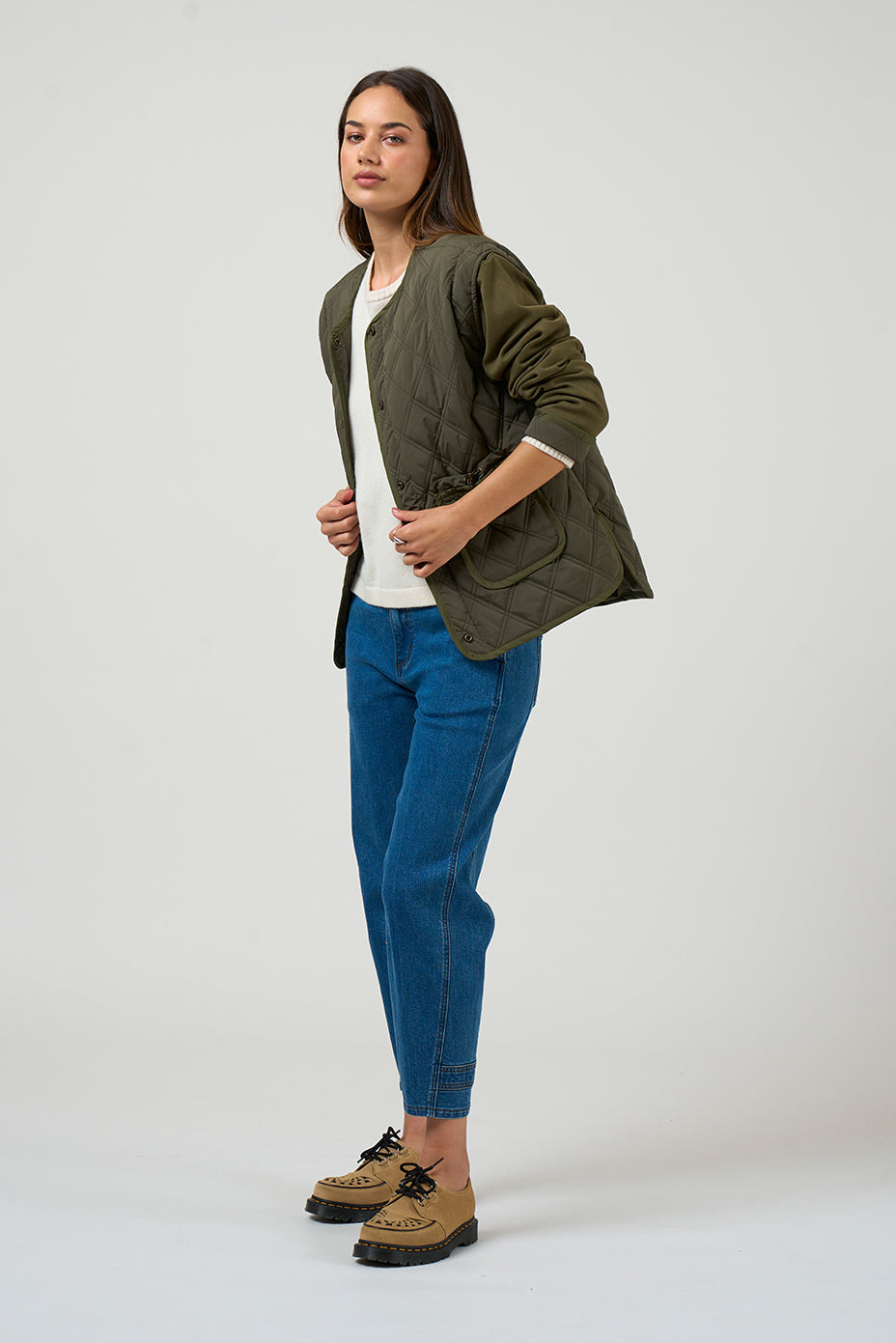 MADLY SWEETLY TETRIS JACKET - KHAKI - THE VOGUE STORE