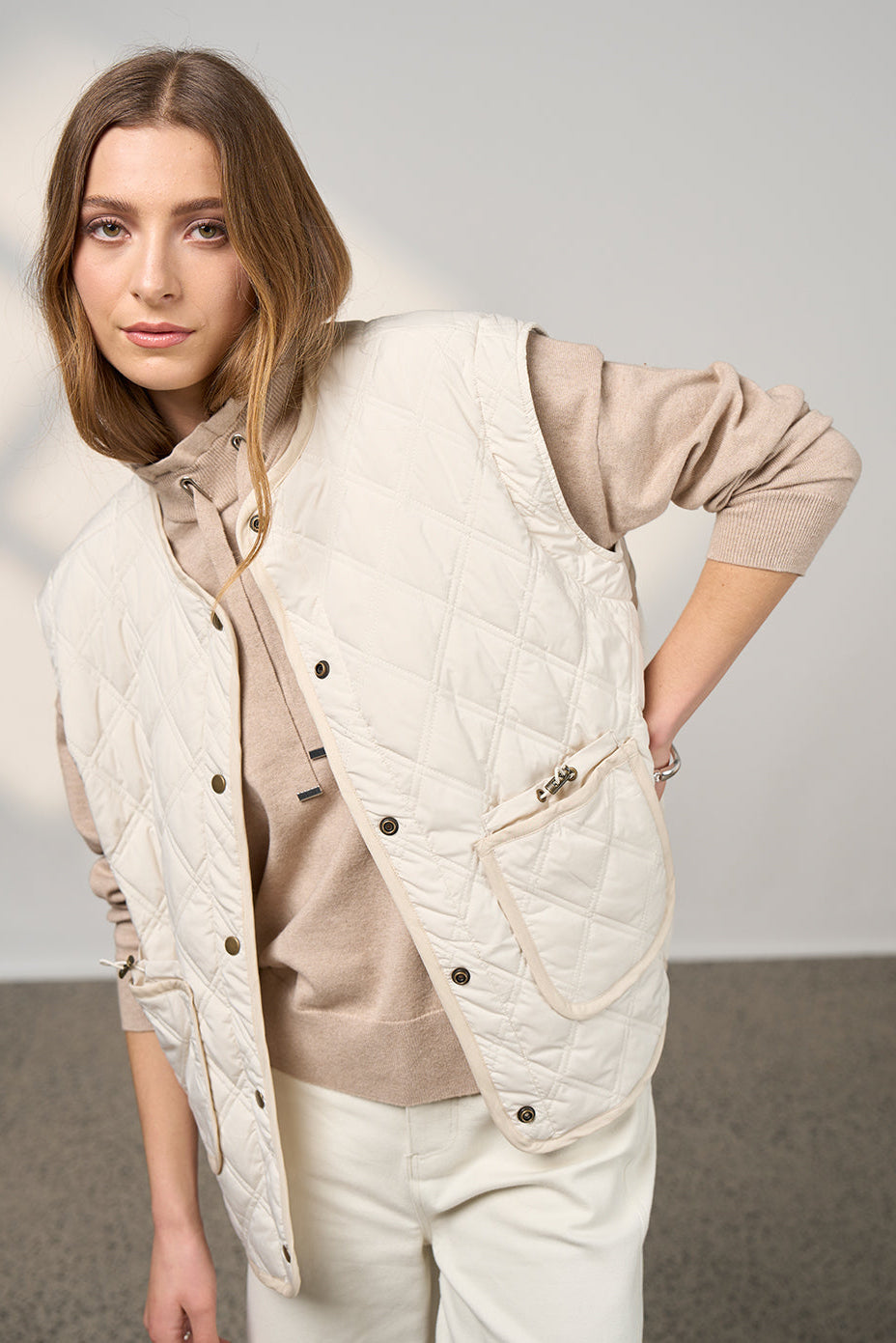 MADLY SWEETLY TETRIS JACKET - VANILLA - THE VOGUE STORE