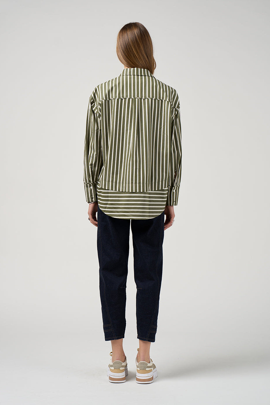 MADLY SWEETLY DIRECTION STRIPE SHIRT - SAGE - THE VOGUE STORE