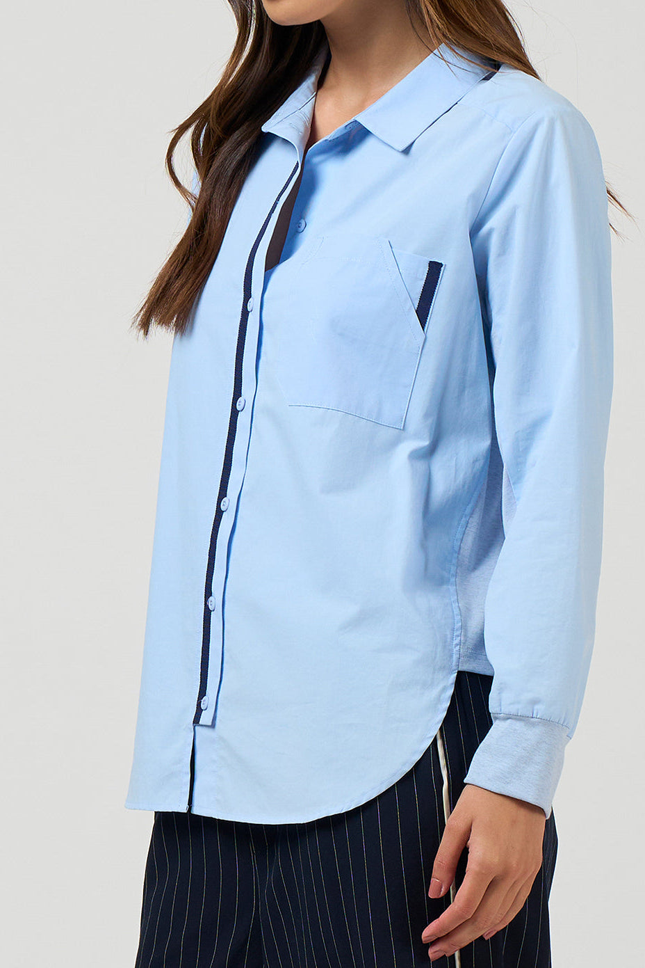 MADLY SWEETLY MIXED MEDIA SHIRT - SKY - THE VOGUE STORE