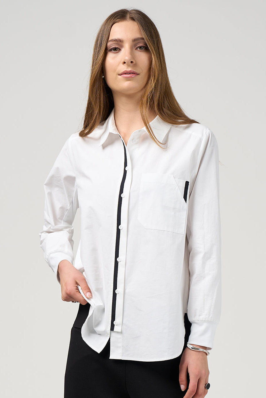 MADLY SWEETLY MIXED MEDIA SHIRT - WHITE - THE VOGUE STORE