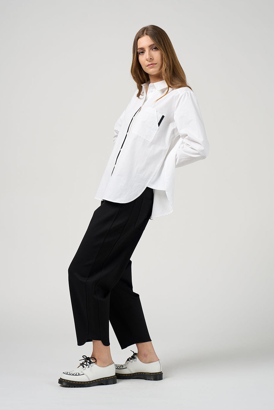 MADLY SWEETLY MIXED MEDIA SHIRT - WHITE - THE VOGUE STORE