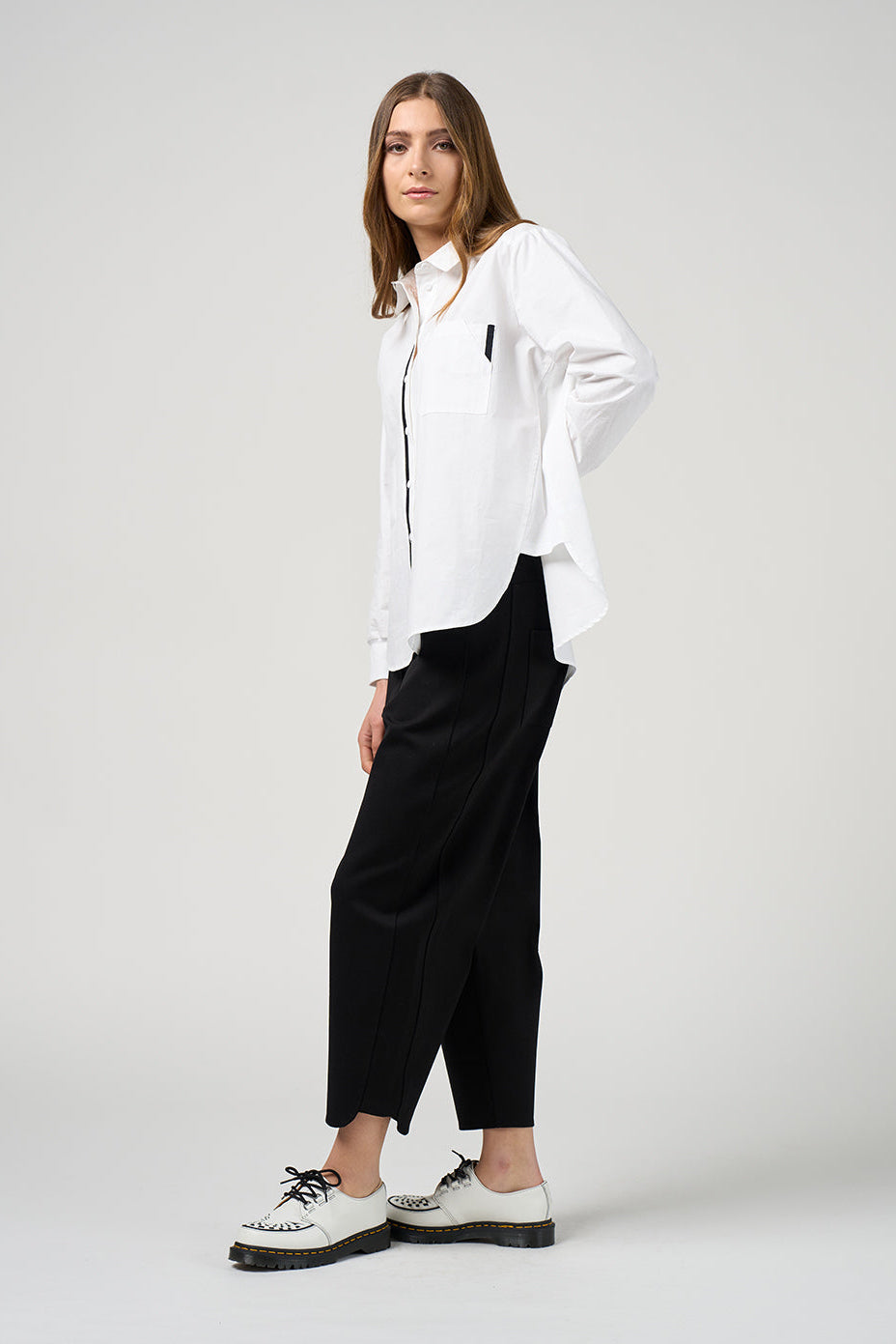 MADLY SWEETLY MIXED MEDIA SHIRT - WHITE - THE VOGUE STORE