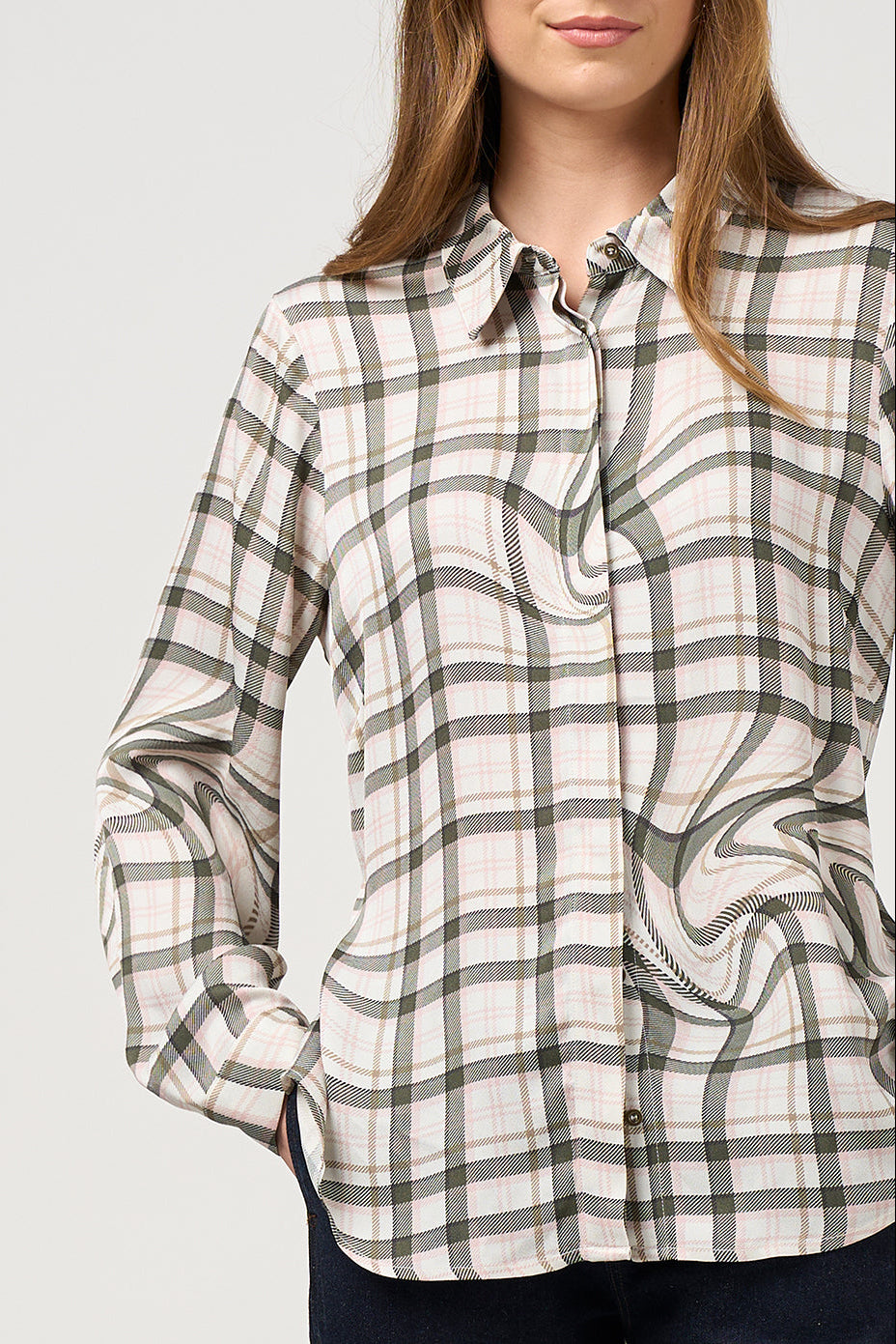 MADLY SWEETLY ILLUSION SHIRT - PUMICE - THE VOGUE STORE