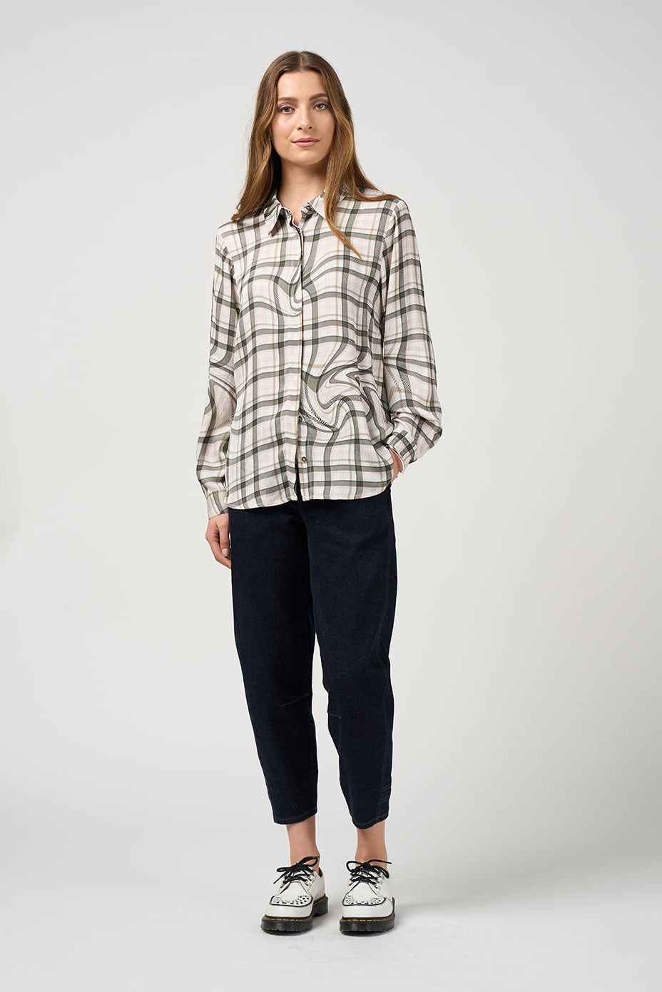 MADLY SWEETLY ILLUSION SHIRT - PUMICE - THE VOGUE STORE