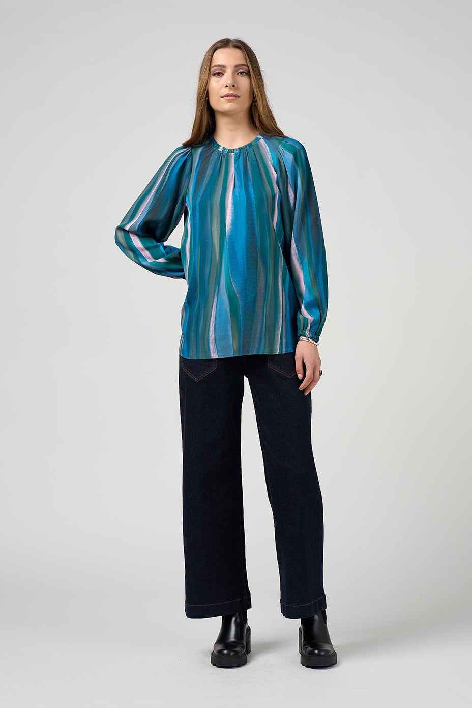 MADLY SWEETLY SWAY TOP - BLUE MULTI - THE VOGUE STORE
