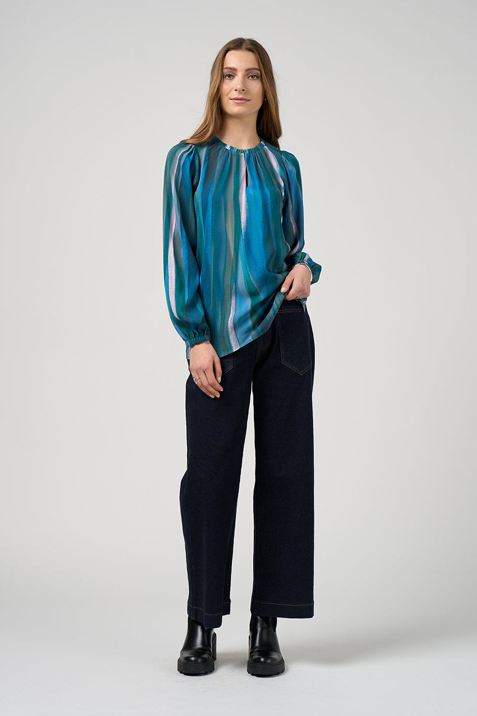 MADLY SWEETLY SWAY TOP - BLUE MULTI - THE VOGUE STORE