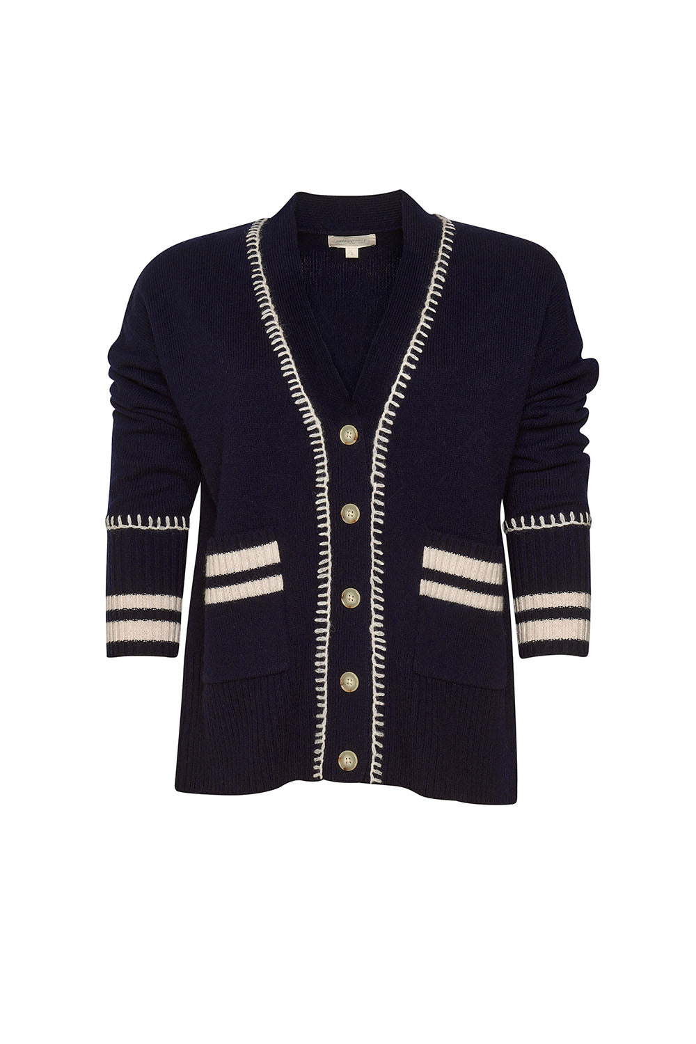 MADLY SWEETLY SADDLE ROW CARDI - NAVY - THE VOGUE STORE