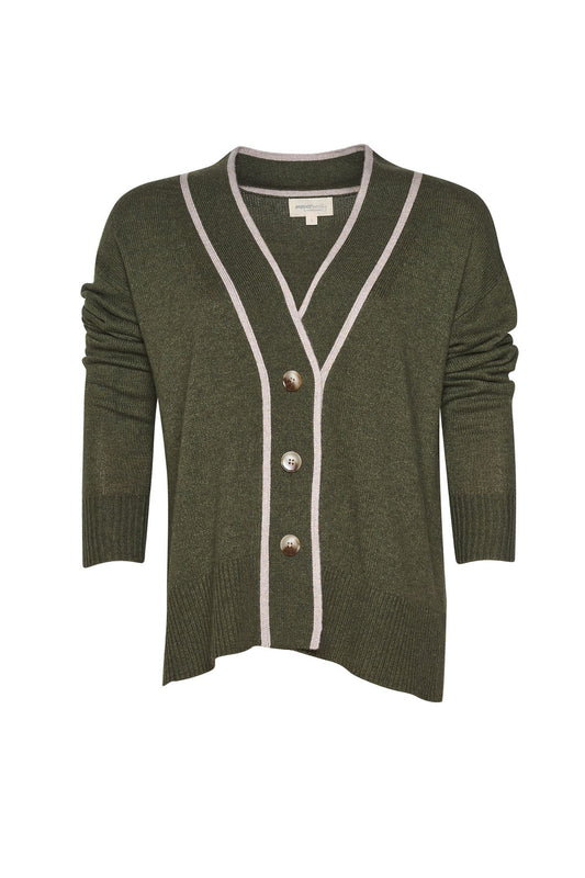 MADLY SWEETLY GIRLS CLUB CARDI - OLIVE - THE VOGUE STORE