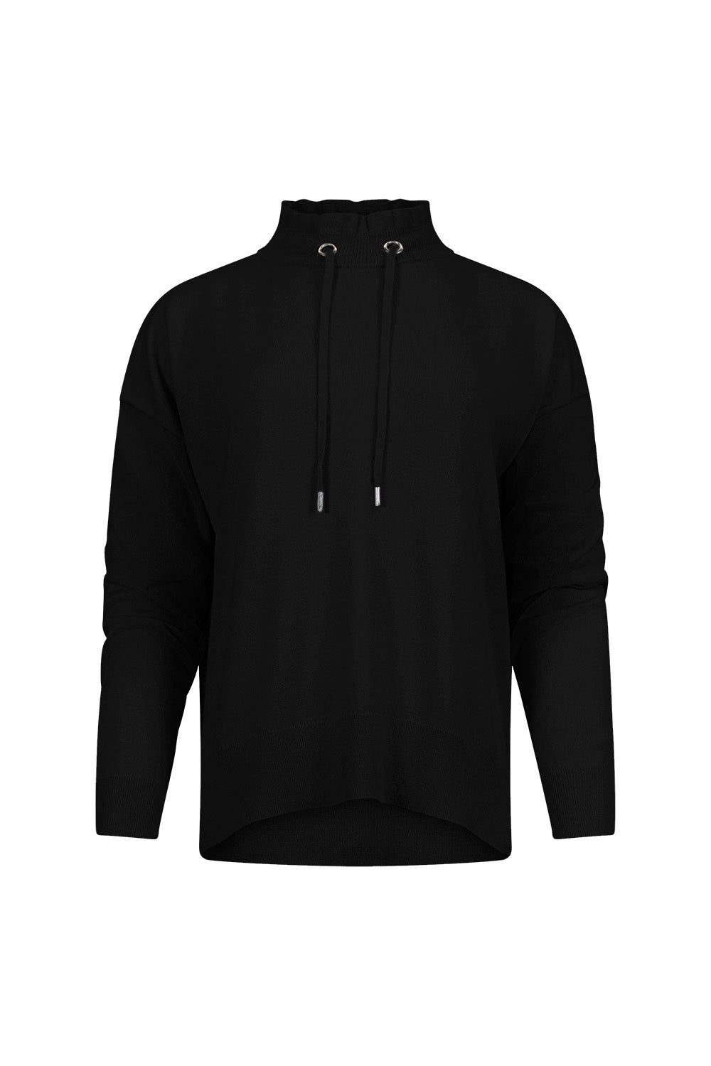 MADLY SWEETLY EVERYWEAR DRAWSTRING SWEATER - BLACK - THE VOGUE STORE