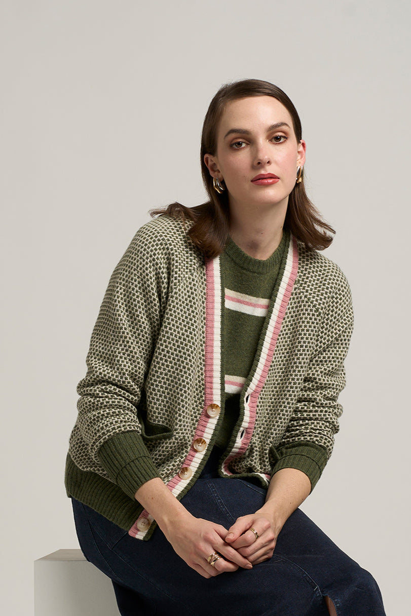 MADLY SWEETLY COMPASS CARDI - GRASS - THE VOGUE STORE