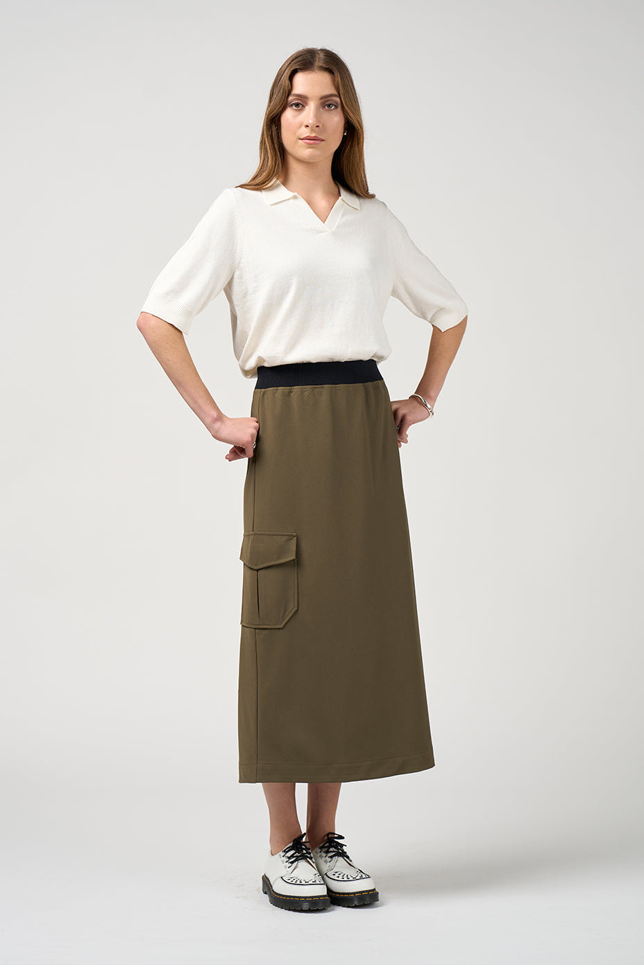 MADLY SWEETLY CAVALRY SKIRT - KHAKI - THE VOGUE STORE 
