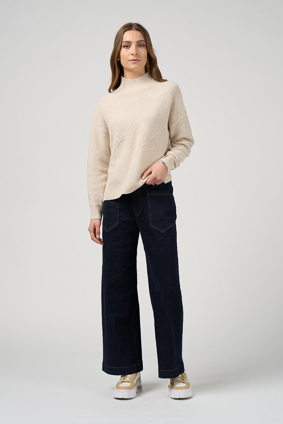 MADLY SWEETLY DRESSAGE SWEATER - LIGHT STONE - THE VOGUE STORE