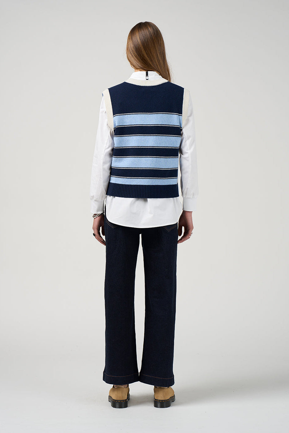 MADLY SWEETLY COLLEGE VEST - NAVY/BLUE - THE VOGUE STORE