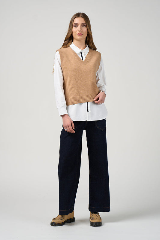 MADLY SWEETLY UNI VEST - CAMEL - THE VOGUE STORE