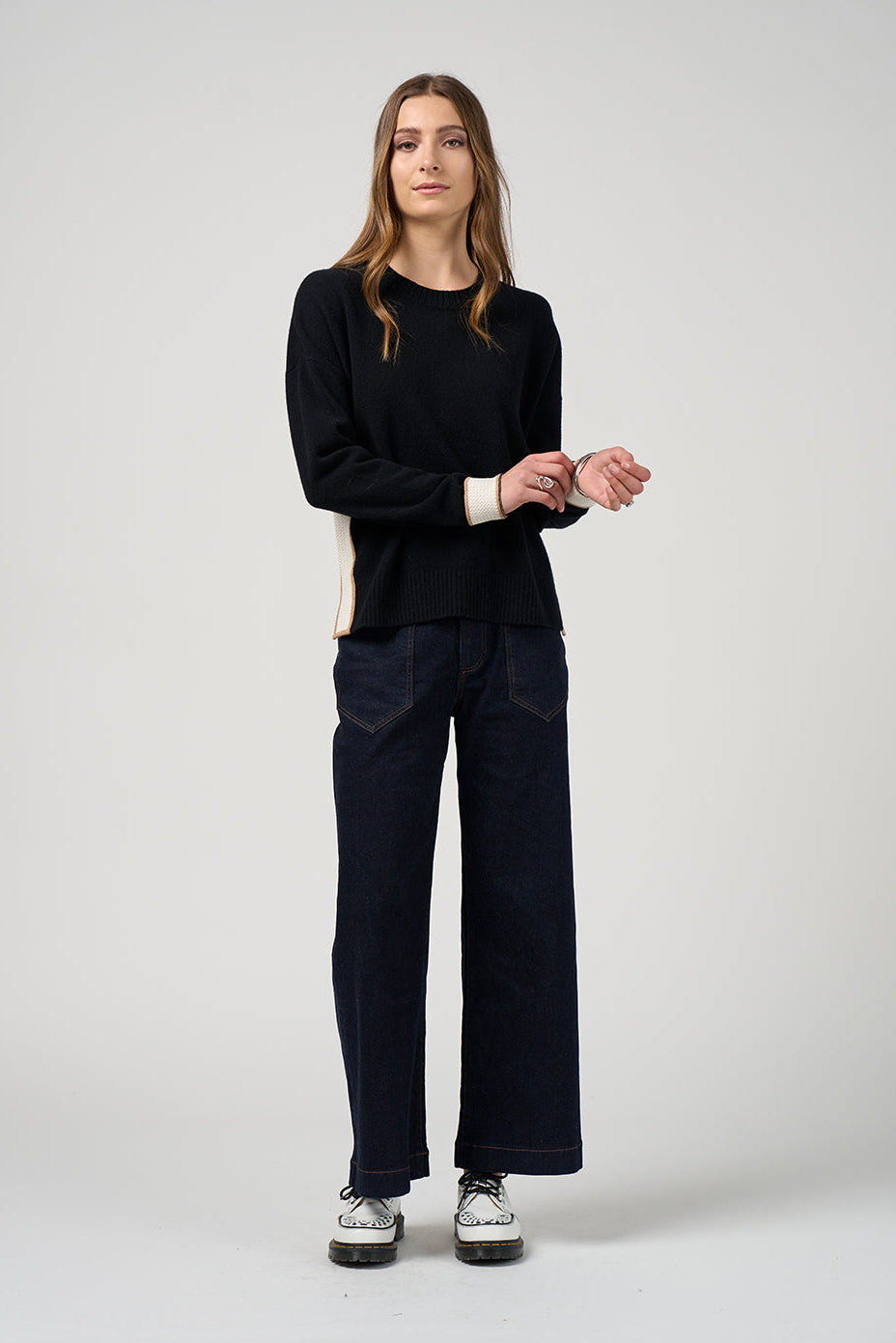 MADLY SWEETLY COLLEGE SWEATER - BLACK/WINTER - THE VOGUE STORE