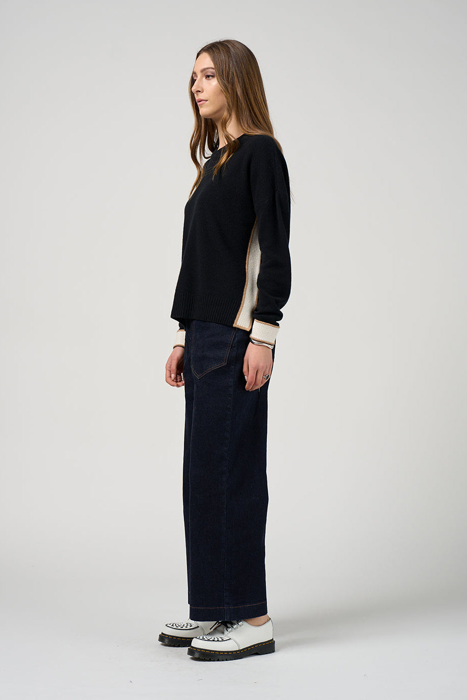 MADLY SWEETLY COLLEGE SWEATER - BLACK/WINTER - THE VOGUE STORE