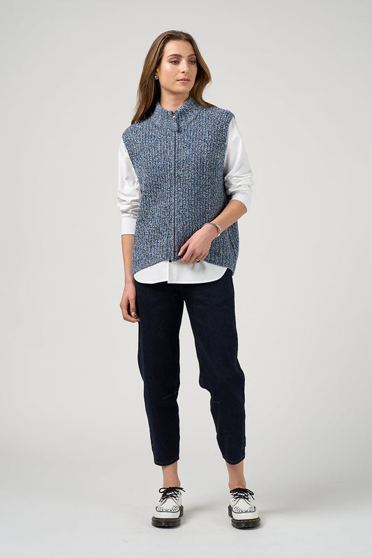 MADLY SWEETLY CAMPFIRE VEST - DENIM FLECK - THE VOGUE STORE