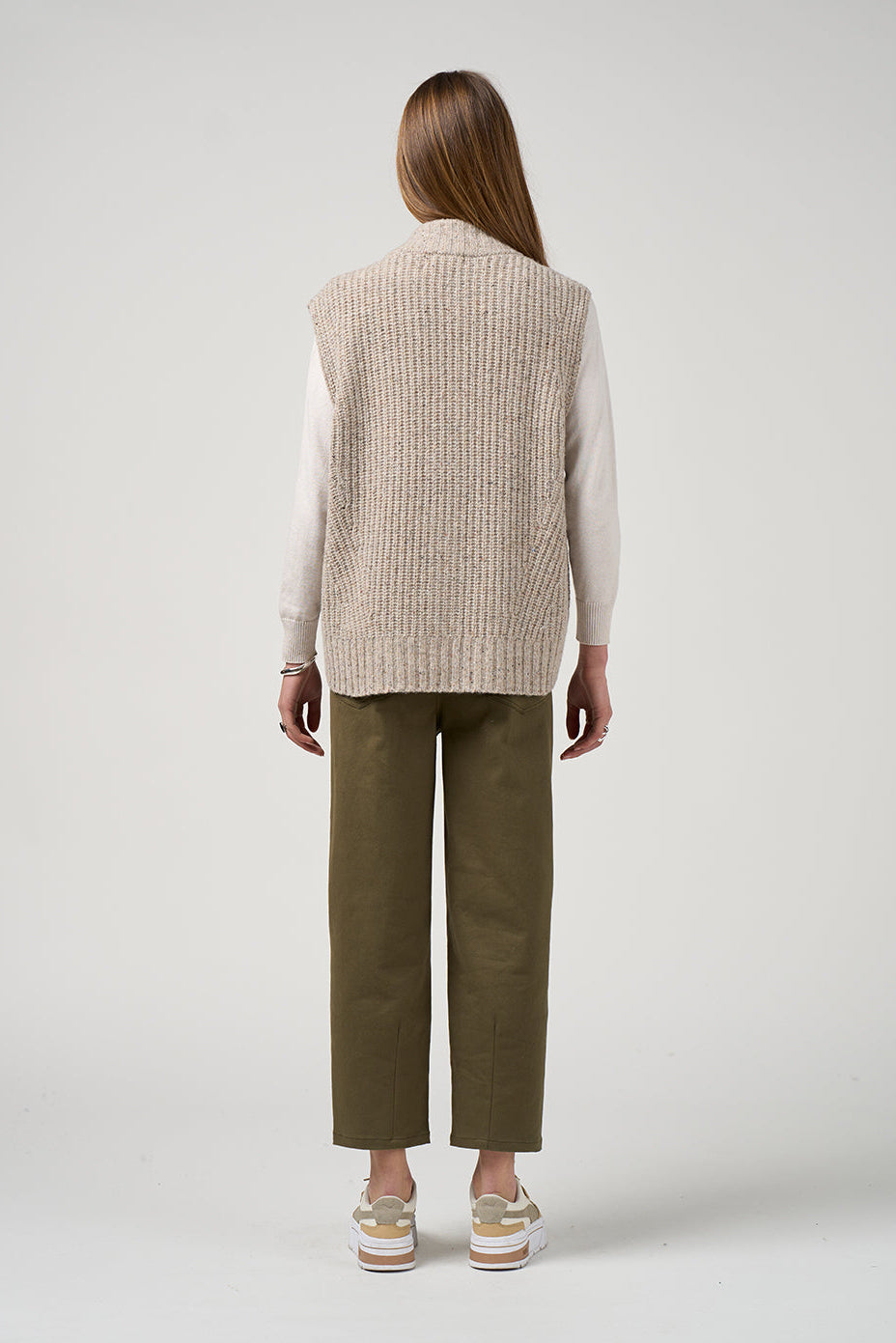 MADLY SWEETLY CAMPFIRE VEST - PUMICE FLECK - THE VOGUE STORE