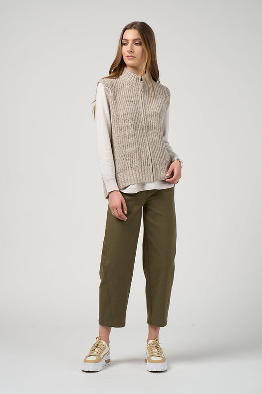 MADLY SWEETLY CAMPFIRE VEST - PUMICE FLECK - THE VOGUE STORE