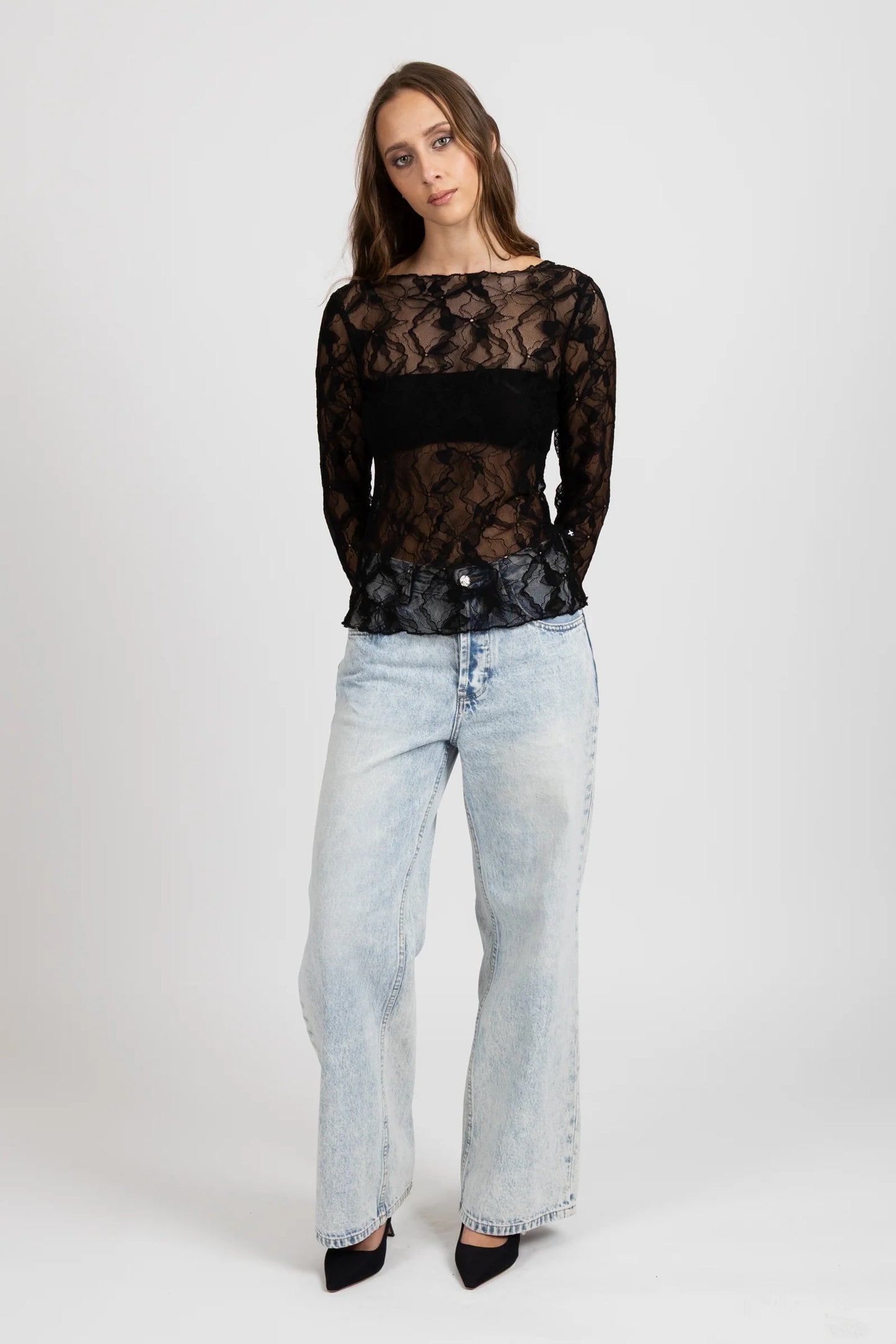 FEDERATION IRIS LONG SLEEVE TOP - BLACK - THE VOGUE STORE