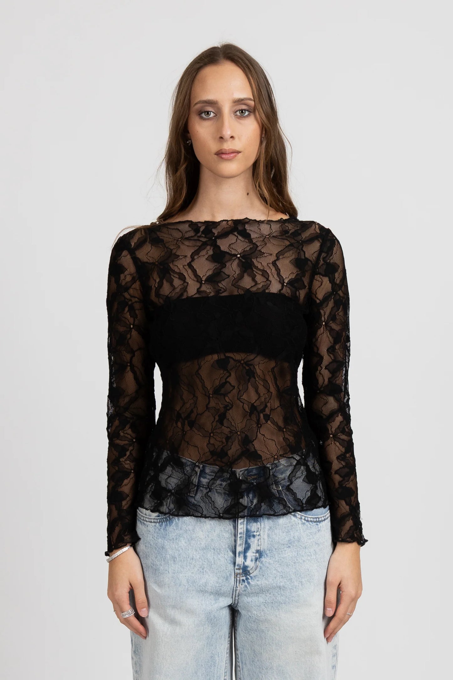 FEDERATION IRIS LONG SLEEVE TOP - BLACK - THE VOGUE STORE