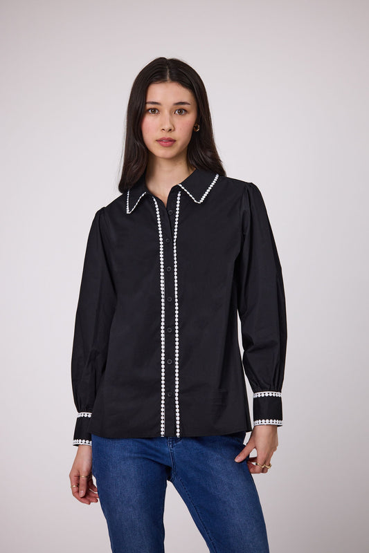 DUO CLARA SHIRT - BLACK - THE VOGUE STORE
