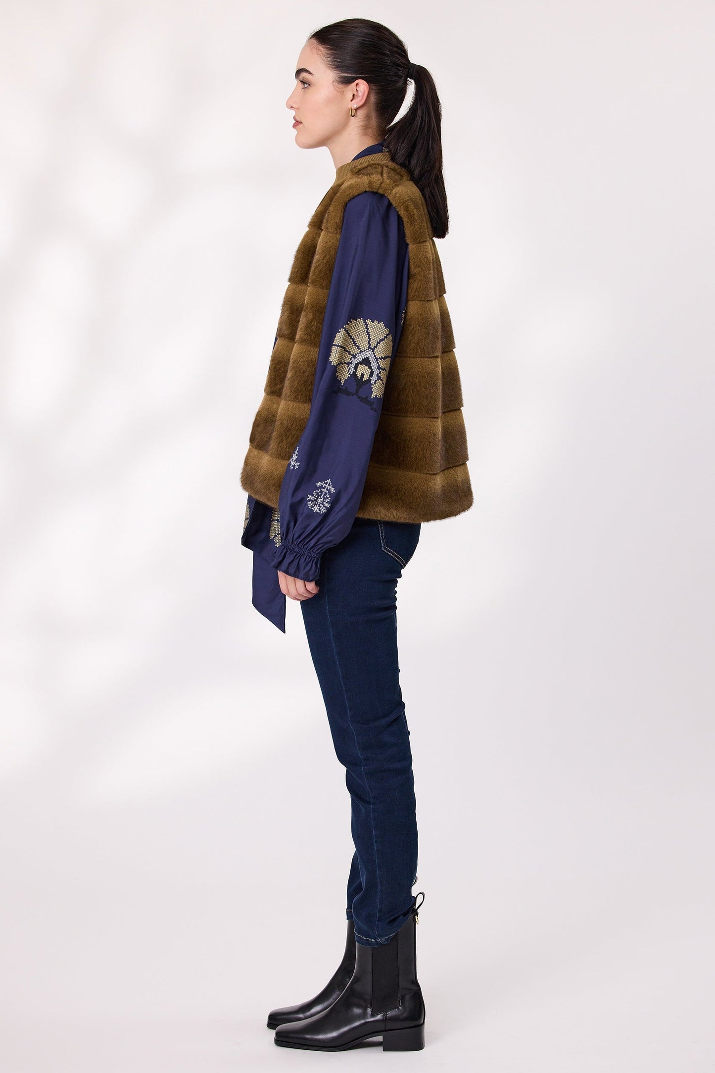 DESIGN NATION DESIRE FUR VEST - GOLD - THE VOGUE STORE