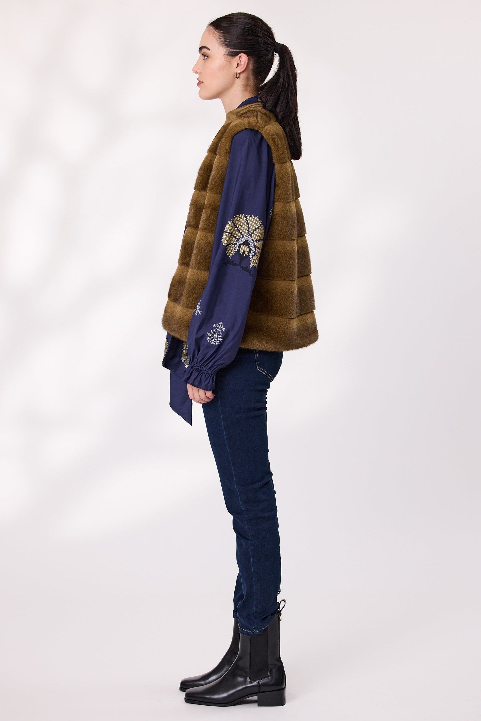 DESIGN NATION DESIRE FUR VEST - GOLD - THE VOGUE STORE