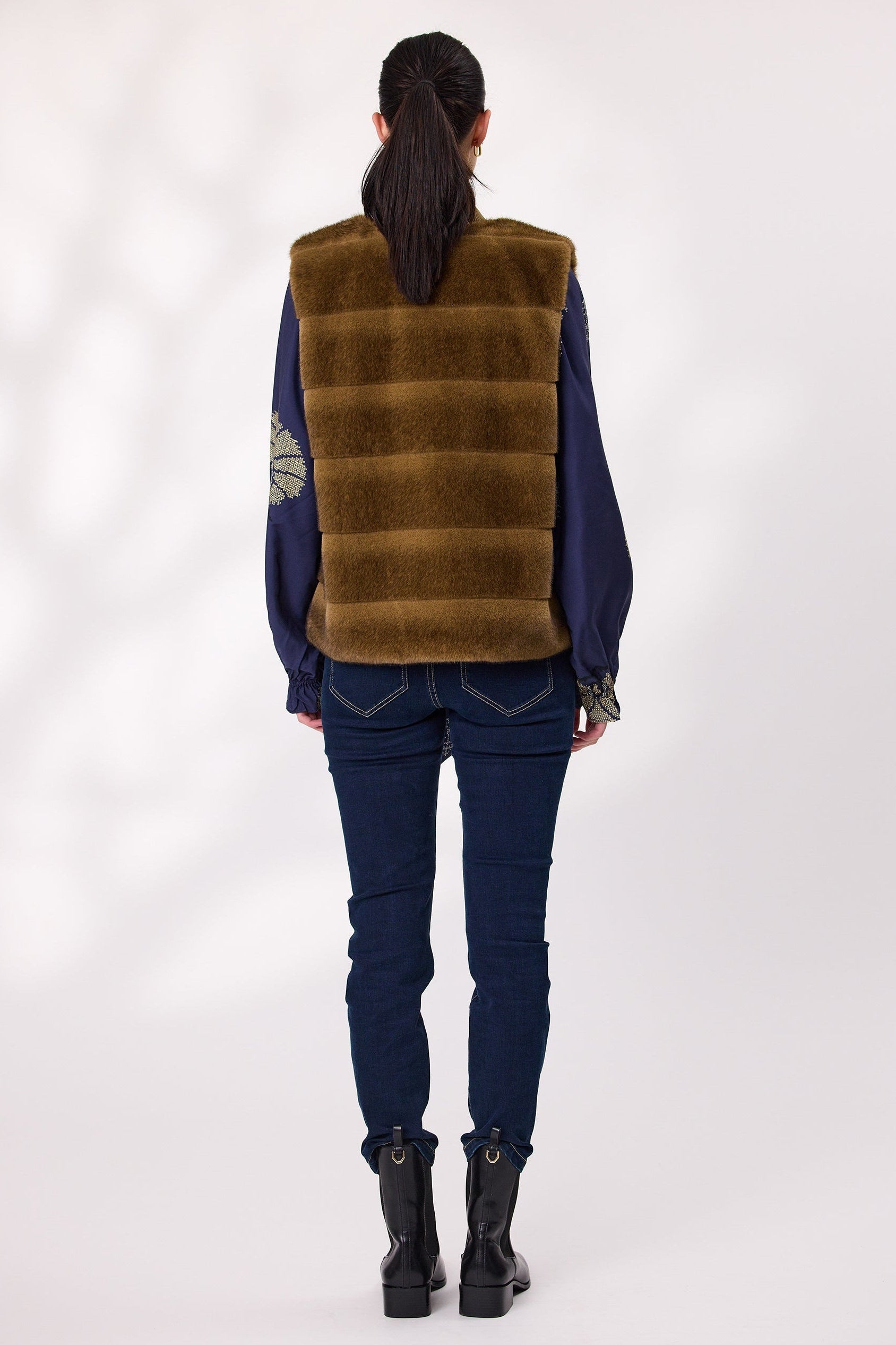 DESIGN NATION DESIRE FUR VEST - GOLD - THE VOGUE STORE