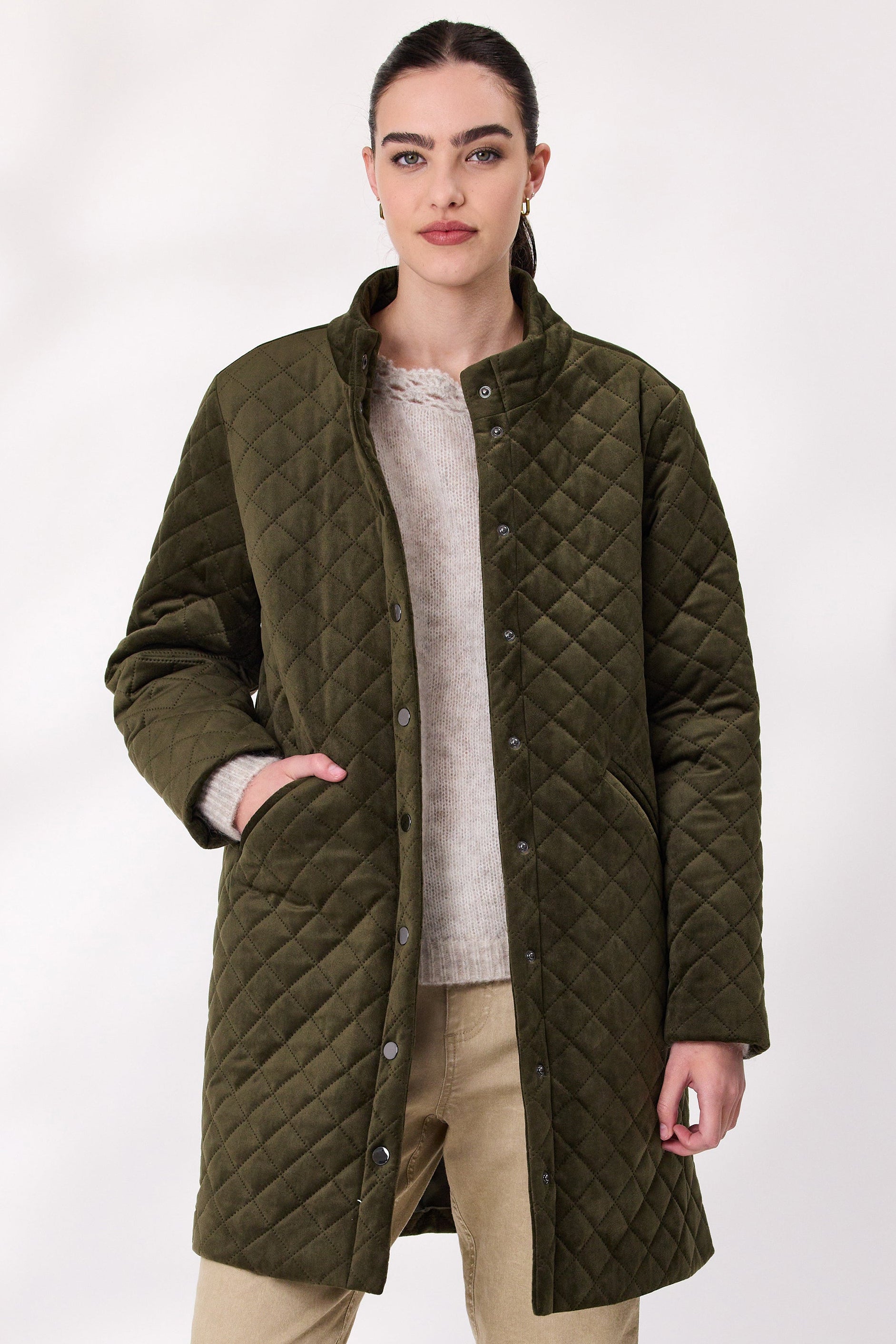 DESIGN NATION ENTRANCE COAT - KHAKI - THE VOGUE STORE