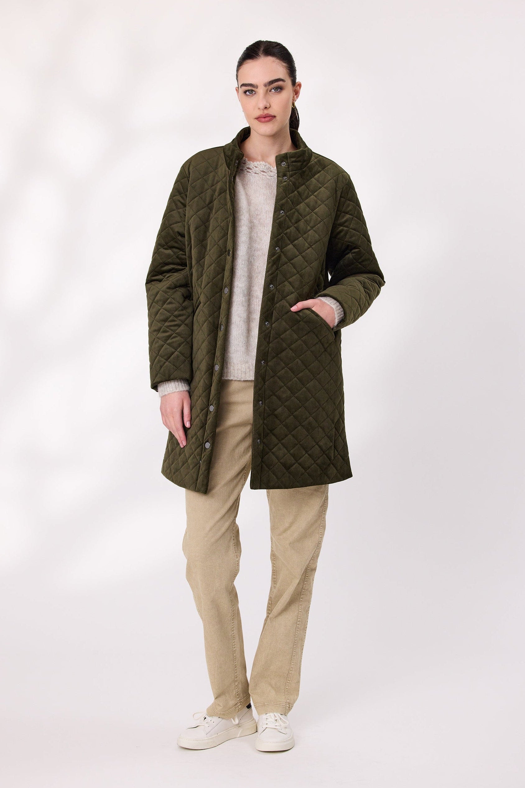 DESIGN NATION ENTRANCE COAT - KHAKI - THE VOGUE STORE