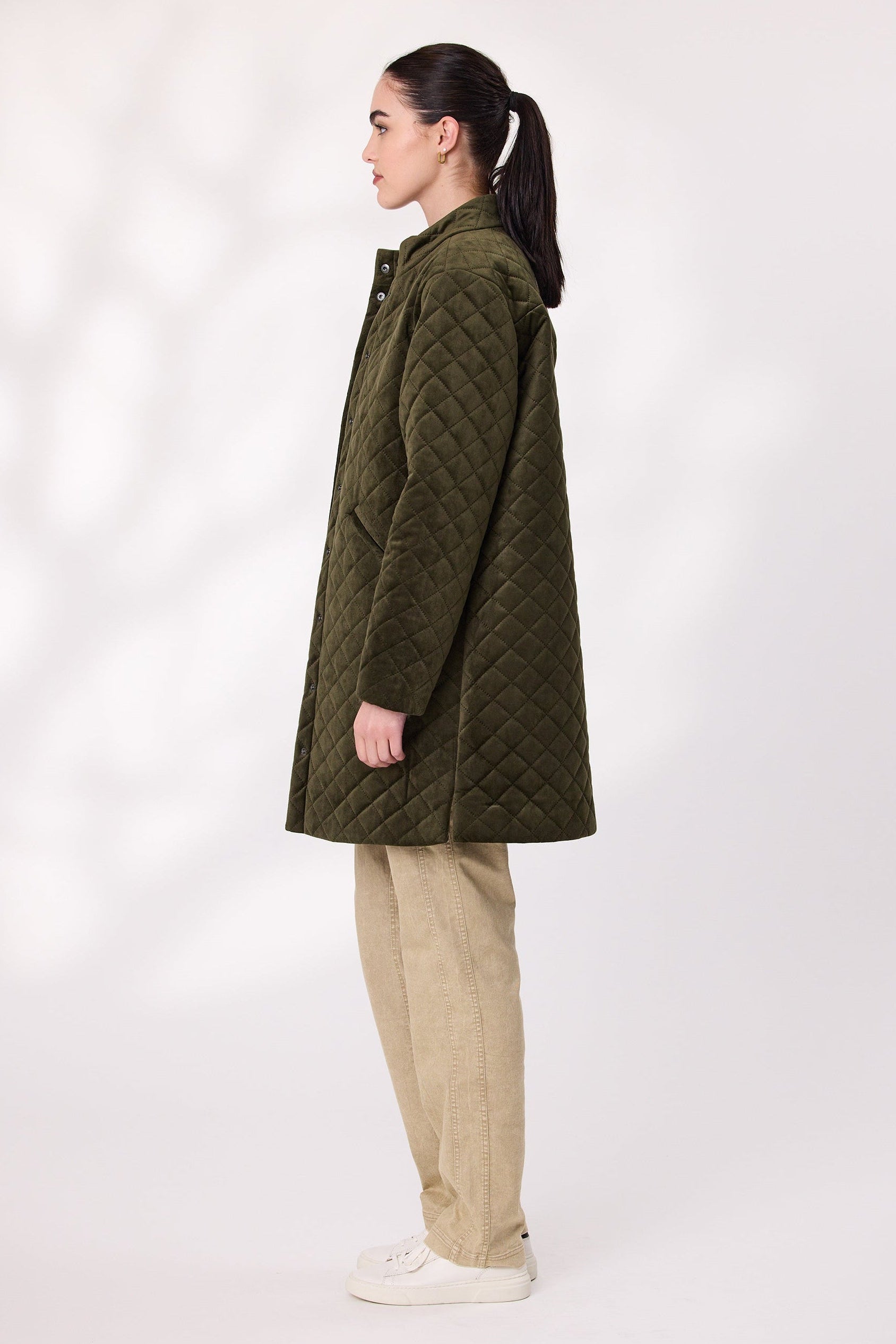 DESIGN NATION ENTRANCE COAT - KHAKI - THE VOGUE STORE