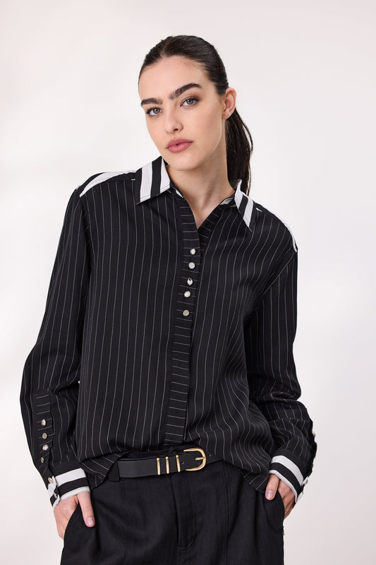 DESIGN NATION MAXWELL SHIRT - BLACK - THE VOGUE STORE