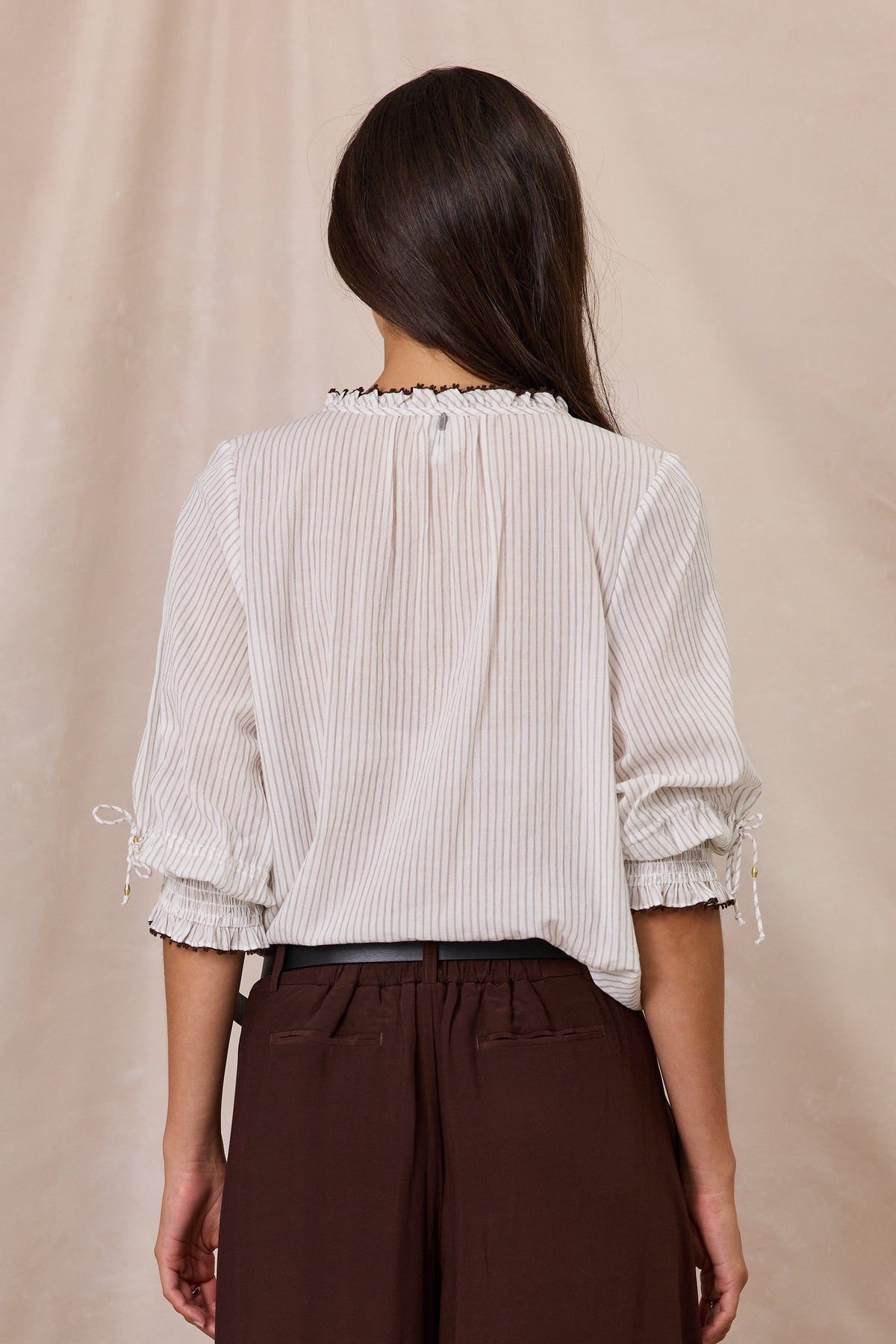 DESIGN NATION FLORENCE TOP - WHITE COCOA STRIPE - THE VOGUE STORE